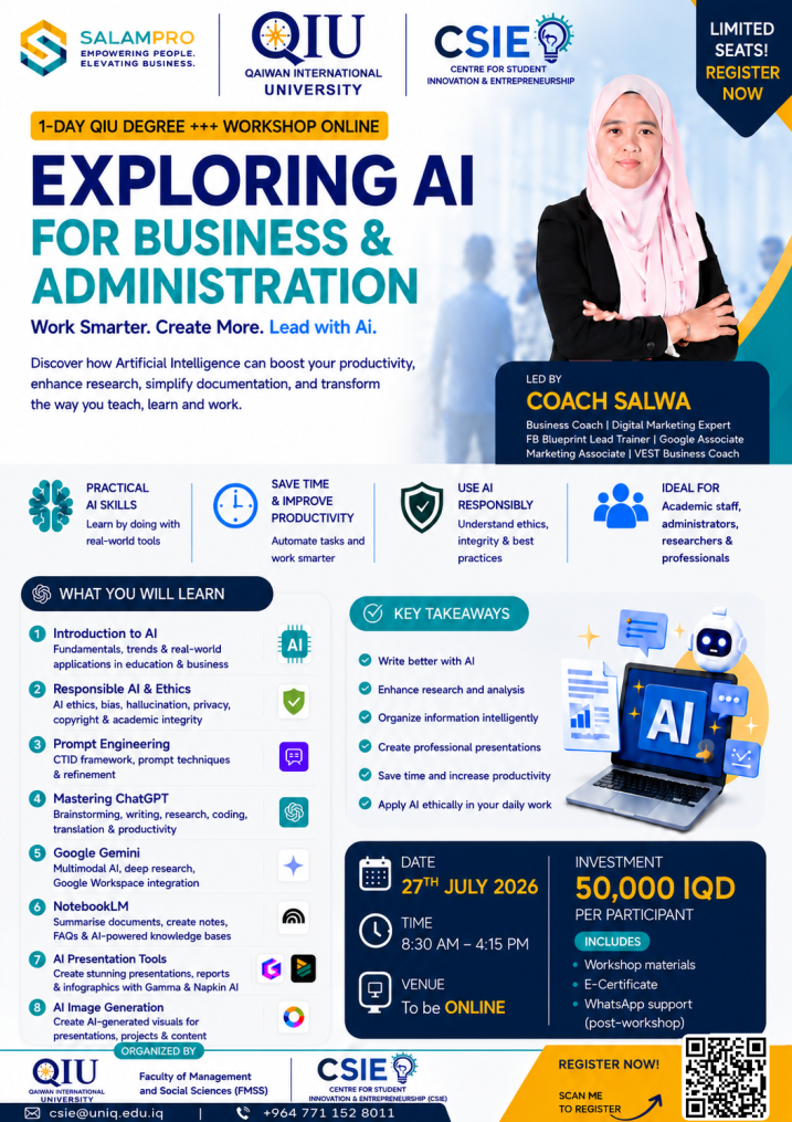 Invitation to the Online Workshop: Exploring AI for Business & Administration
